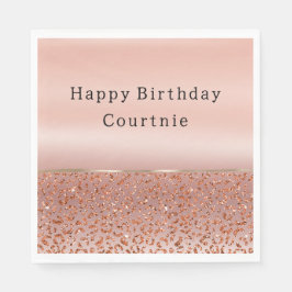 Roos Goud Blush Glam Glitter Luipaard Servet