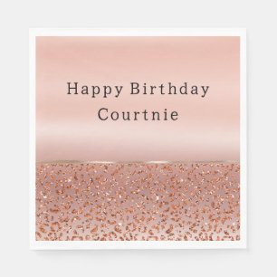 Roos Goud Blush Glam Glitter Luipaard Servet