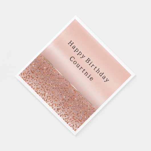 Roos Goud Blush Glam Glitter Luipaard Servet (Hoek)