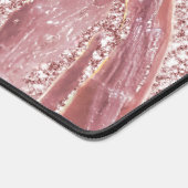 Roos Goud & Blush Glitter Holografisch Opal Marmer Bureaumat (Hoek)