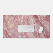 Roos Goud & Blush Glitter Holografisch Opal Marmer Bureaumat (Keyboard & Muis)