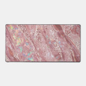 Roos Goud & Blush Glitter Holografisch Opal Marmer Bureaumat (Voorkant)
