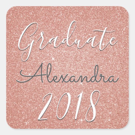 Roos Goud - Blush Pink Glitter 2018 Afstuderen Vierkante Sticker (Voorkant)