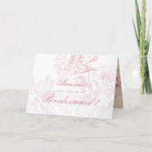 Roos Goud Blush Roze Bloem Be My Bridesmaid Kaart