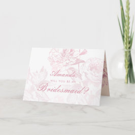 Roos Goud Blush Roze Bloem Be My Bridesmaid Kaart