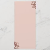 Roos Goud Blush Roze Bloemen Elegant Bruiloft Menu (Achterkant)