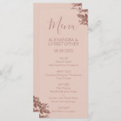 Roos Goud Blush Roze Bloemen Elegant Bruiloft Menu (Voorkant / Achterkant)