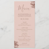 Roos Goud Blush Roze Bloemen Elegant Bruiloft Menu (Voorkant)