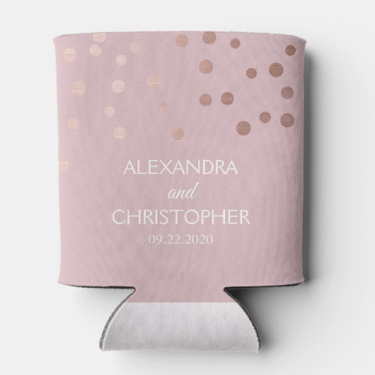 Roos Goud - Blush Roze Folie Confetti bruiloft Blikjeskoeler (Achterkant)