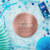 Roos Goud - Blush Roze Folie Moderne bruiloft Papieren Bordje (Feest)