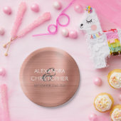 Roos Goud - Blush Roze Folie Moderne bruiloft Papieren Bordje (Feest)