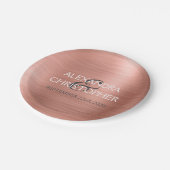 Roos Goud - Blush Roze Folie Moderne bruiloft Papieren Bordje (Gekanteld)