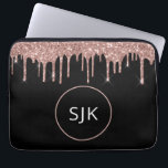 Roos Goud Blush Roze Glitter Sparkle Monogram Laptop Sleeve<br><div class="desc">Blush Roze - Roos Gold en zwarte faux Glitter en Sparkle Elegant Monogrammed Initialen Hoesje. Dit hoesje kan worden aangepast om uw initiaal en voornaam te omvatten.</div>