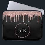 Roos Goud Blush Roze Glitter Sparkle Monogram Laptop Sleeve<br><div class="desc">Blush Roze - Roos Gold en zwarte faux Glitter en Sparkle Elegant Monogrammed Initialen Hoesje. Dit hoesje kan worden aangepast om uw initiaal en voornaam te omvatten.</div>