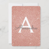 Roos Goud Blush Roze Glitter Sweet 16 Monogram Kaart (Voorkant)