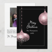 Roos Goud & Blush Roze Kerstballen Kerst Feestdagenkaart (Voorkant / Achterkant)