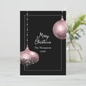 Roos Goud & Blush Roze Kerstballen Kerst Feestdagenkaart (Staand voorkant)