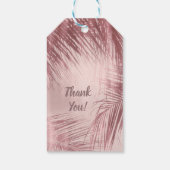 Roos Goud Blush Roze Palmbomen Tropische bruiloft Cadeaulabel (Achterkant)