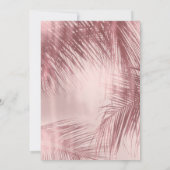 Roos Goud Blush Roze Palmbomen Tropische bruiloft Kaart (Achterkant)