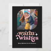 Roos Goud & Blush Roze Retro Kerstfoto Feestdagenkaart (Voorkant)