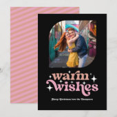 Roos Goud & Blush Roze Retro Kerstfoto Feestdagenkaart (Voorkant / Achterkant)