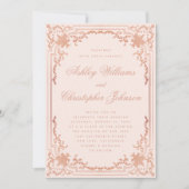  Roos Goud Blush Roze  Script Bruiloft Kaart (Voorkant)