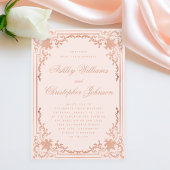  Roos Goud Blush Roze  Script Bruiloft Kaart