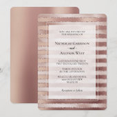 Roos Goud Blush Roze Strepen Glitz Bruiloft Kaart (Voorkant / Achterkant)