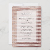 Roos Goud Blush Roze Strepen Glitz Bruiloft Kaart (Voorkant)