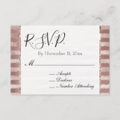 Roos Goud Blush Roze Strepen Glitz Bruiloft RSVP Informatiekaartje (Voorkant)
