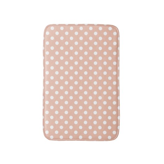Roos goud/blush roze wit polka dots badkamer tapij badmat (Voorkant Verticaal)