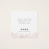 Roos goud botanisch aangepast logo oorscherm vierkante visitekaartjes (Achterkant)