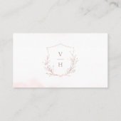 Roos Goud botanisch crest monogram bruid Register Plaatskaartje (Achterkant)