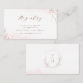 Roos Goud botanisch crest monogram bruid Register Plaatskaartje (Voorkant / Achterkant)