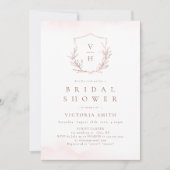 Roos goud botanische kreeft monogram vrijgezellenf kaart (Voorkant)