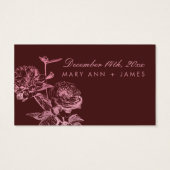 Roos Goud Bourgogne Bloemen Bruiloft Drink Voucher Visitekaartje (Achterkant)