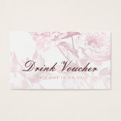 Roos Goud Bourgogne Bloemen Bruiloft Drink Voucher Visitekaartje (Voorkant)