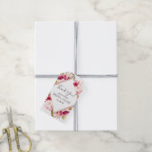 Roos Goud Bourgondië & Blush Roze Bloemen Dank u Cadeaulabel (Met Touw)