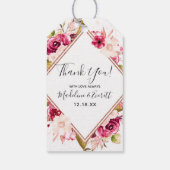 Roos Goud Bourgondië & Blush Roze Bloemen Dank u Cadeaulabel (Achterkant)