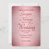 Roos Goud Bourgondië Ombre Roze bruiloft Kaart (Voorkant)