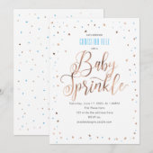 Roos goud, Boy, Modern, Baby Sprinkle Invitation Kaart (Voorkant / Achterkant)