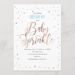 Roos goud, Boy, Modern, Baby Sprinkle Invitation Kaart