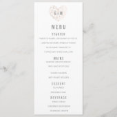 Roos goud Bruiloft Menu hart initialen (Voorkant)