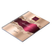 Roos goud burgundy agate marmer business logo notitieboek (Linkerzijde)