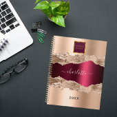 Roos goud burgundy agate marmer business logo planner
