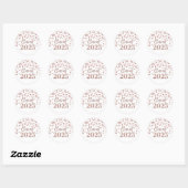 Roos Goud Confetti Afstuderen 2025 Ronde Sticker (Vel)