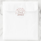 Roos Goud Confetti Afstuderen 2025 Ronde Sticker (Tas)