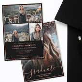 Roos goud confetti border script foto afstuderen kaart