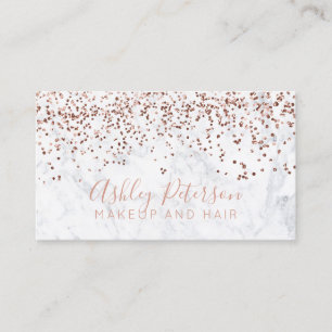 Roos goud confetti marble hair makeup typografie visitekaartje