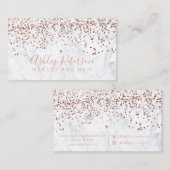 Roos goud confetti marble hair makeup typografie visitekaartje (Voorkant / Achterkant)
